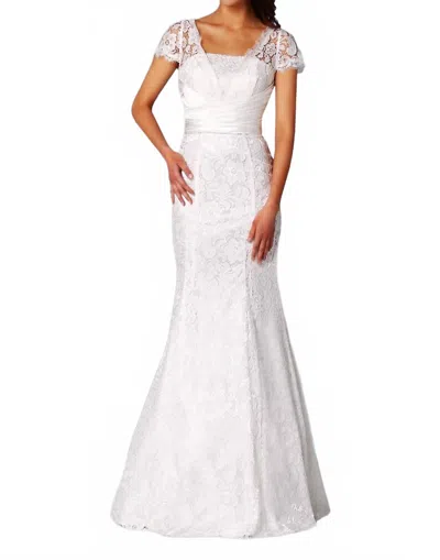 Karishma Creations Lace Overlay Gown In Ivory In White