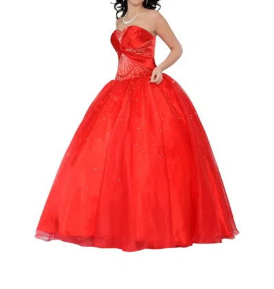 Karishma Creations Lustrous Sweetheart A-line Ball Gown In Red