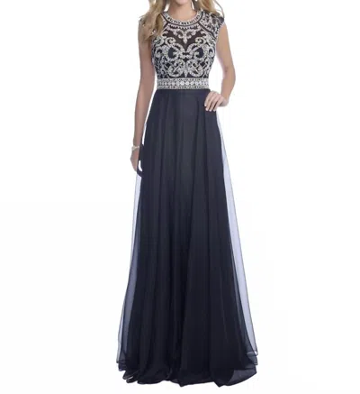 Karishma Creations Scoopneck Sleeveless Maxi Sheath Dress In Black In Blue