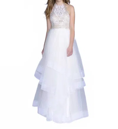 Karishma Creations Sleeveless Patterned Evening Gown In Diamond White