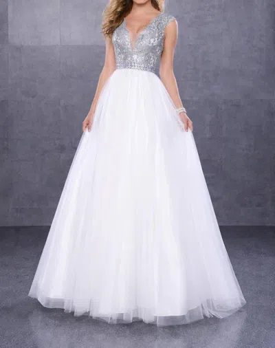 Karishma Creations Sleeveless V-neck Maxi Dress In Grey/ivory In White