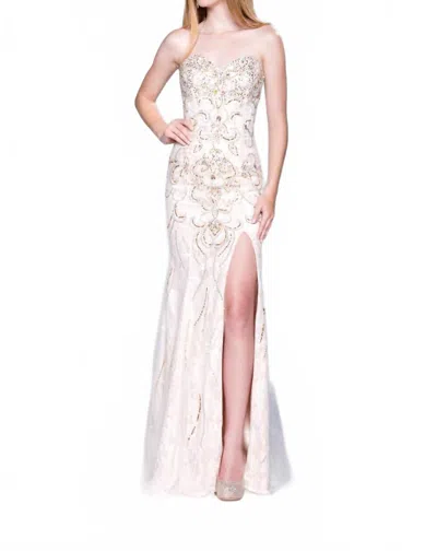 Karishma Creations Strapless Bodycon Maxi Dress In Ivory/nude In White