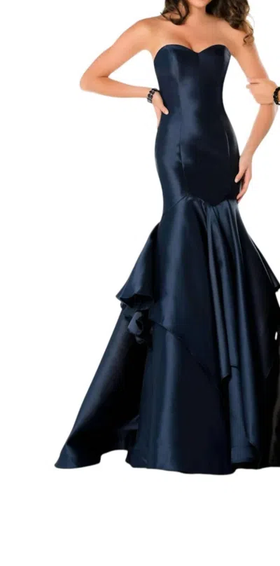 Karishma Creations Sweetheart Mikado Mermaid Prom Dress In Navy In Blue