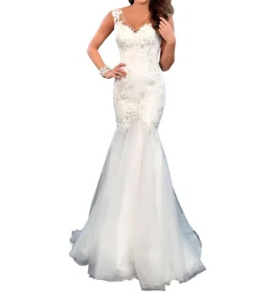 Karishma Creations V Neck Bridal Fitted Maxi Dress In Ivory In White