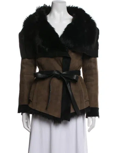 Pre-owned Karl Donoghue Lambskin Faux Fur Jacket In Black
