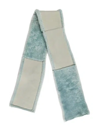 Pre-owned Karl Donoghue Lambskin Printed Scarf In Blue