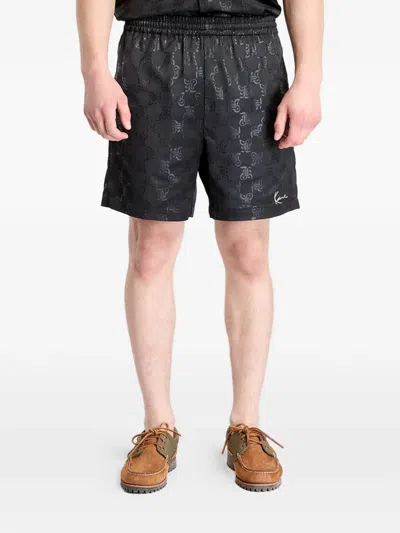 Karl Kani Monogram-pattern Track Shorts In Black