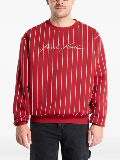 Karl Kani Pinstripe Embroidered-logo Sweatshirt In Red