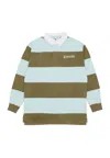 Karl Kani Polo Long Sleeve Men Og Sport Rugby Shirt Olive/light Blue In Olive/light Blue