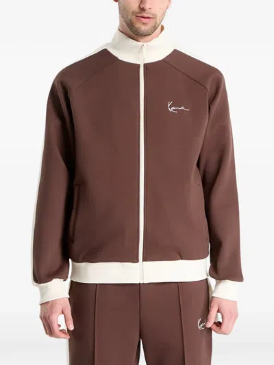 Karl Kani Side-stripe Embroidered-logo Jacket In Brown