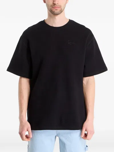 Karl Kani Waffle-knit Logo-embroidered Cotton T-shirt In Black