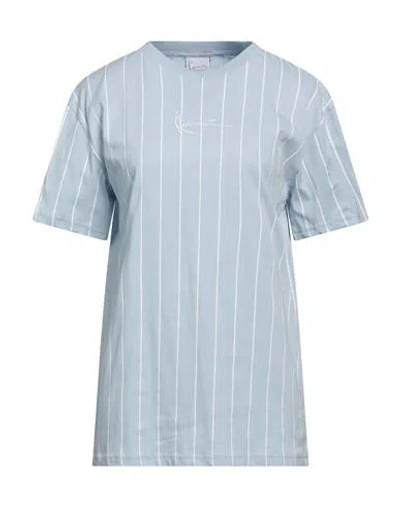 Karl Kani Woman T-shirt Sky Blue Size S Cotton In Neutral