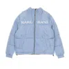 Karl Kani Women's Down Jacket Retro Reversible Puffer Jacket Light Blue/brown In Light Blue/brown