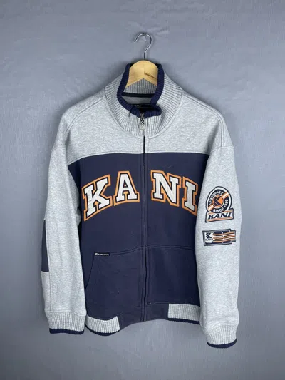 Pre-owned Karl Kani X Vintage Karl Kani Embroidery Spellout Big Logo Zipper Hoodie In Grey