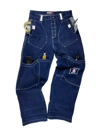 Pre-owned Karl Kani X Vintage Karl Kani Wear Rap Workwear Jeans Size 33 Fubu In Navy Denim