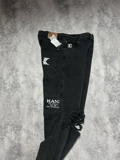 Pre-owned Karl Kani X Vintage New Cargo Pants Karl Kani Washed Big Logo Workwear In Black