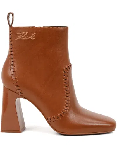 Karl Lagerfeld 100mm Astra Nova Boots In Brown