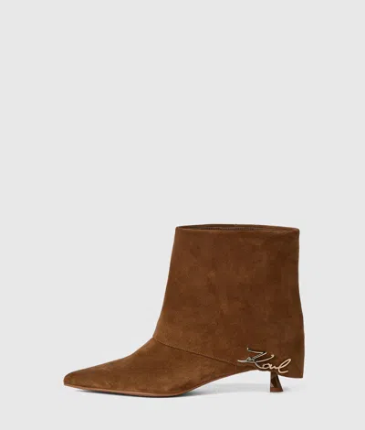 Karl Lagerfeld Pasha Fold-down Suede Ankle Boots