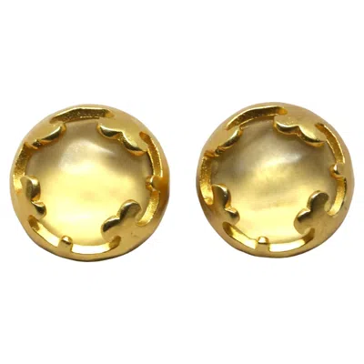 Pre-owned Karl Lagerfeld 1980's  Round Pierced Earrings In Gilt Metal In Multi