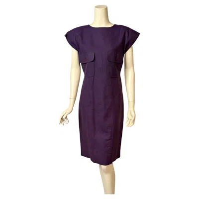 Pre-owned Karl Lagerfeld 1980's Navy Blue Dress With Sexy Open Back