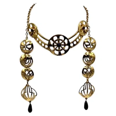Pre-owned Karl Lagerfeld 1980s Gold Liberty Style Collar Necklace In Multiple