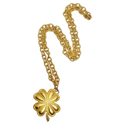 Pre-owned Karl Lagerfeld 1980s Gold Plated Shamrock Pendent Necklace In Multi