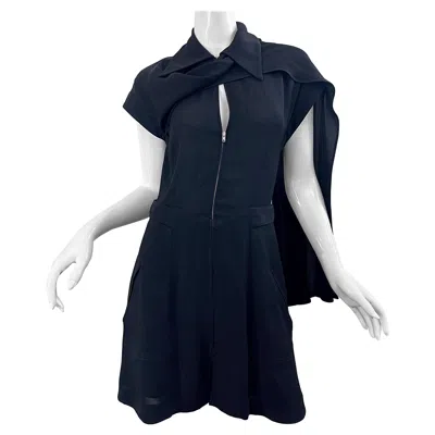 Pre-owned Karl Lagerfeld 1990s Black Avant Garde Vintage 90s Sash Zipper Mini Dress