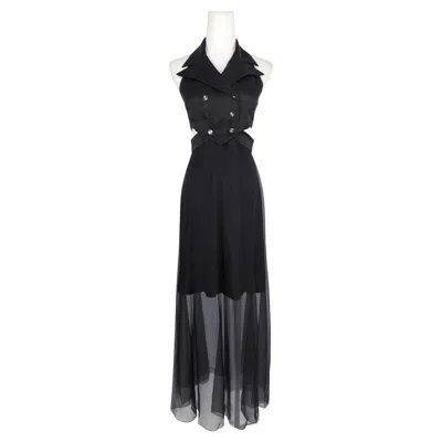 Pre-owned Karl Lagerfeld 1990s  Black Double Breasted Vest And Skirt Ensemble