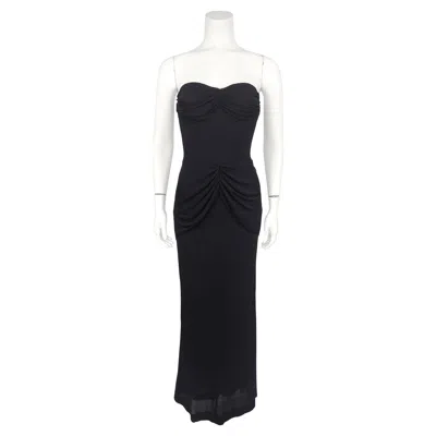 Pre-owned Karl Lagerfeld 1990s  Draped Black Jersey Strapless Gown