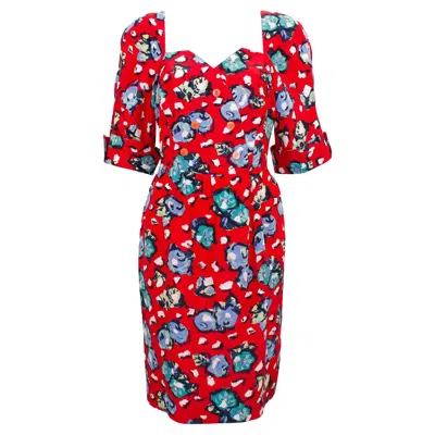 Pre-owned Karl Lagerfeld 1990s  Red Silk Floral Dress