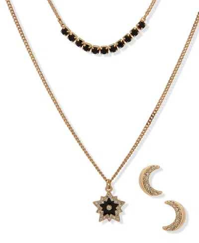 Karl Lagerfeld 2-pc. Glass Stone Gold-tone Star Necklace And Earrings Set