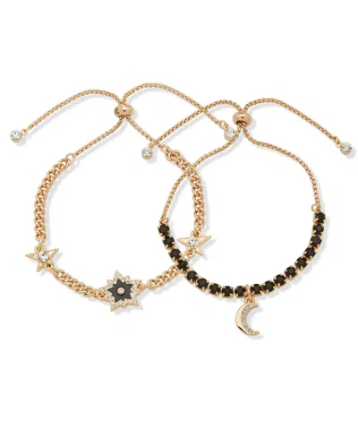 Karl Lagerfeld 2-pc. Gold-tone Star And Moon Slider Bracelet