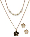 Karl Lagerfeld 2-pc. Imitation Pearl Gold-tone Flower Necklace And Earrings Set In Gold