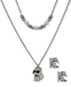 Karl Lagerfeld 2-pc. Imitation Pearl Silver-tone Logo Necklace And Earrings Set In Metallic