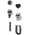 Karl Lagerfeld 3-pc. Mismatched Stud & Hoop Earrings Set In Black