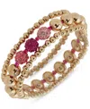 Karl Lagerfeld 3-pc. Set Pave Fireball & Logo Beaded Stretch Bracelets In Pink