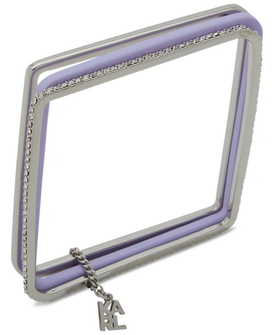 Karl Lagerfeld 3-pc. Set Pave & Color Geometric Bangle Bracelets In Purple