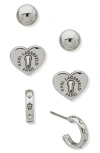 Karl Lagerfeld 3-piece Stud & Hoop Earrings Set