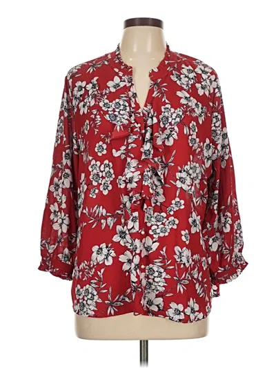 Pre-owned Karl Lagerfeld 3/4 Sleeve Blouse In Burgundy