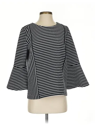Pre-owned Karl Lagerfeld 3/4 Sleeve Top Black Boatneck Tops