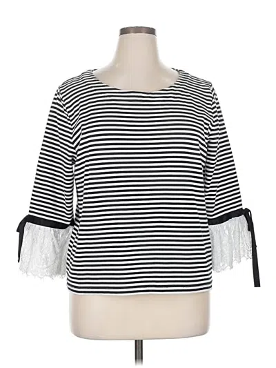 Pre-owned Karl Lagerfeld 3/4 Sleeve Top Black Boatneck Tops