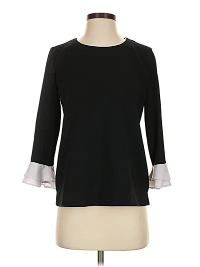 Pre-owned Karl Lagerfeld 3/4 Sleeve Top Black Mock Neckline Tops