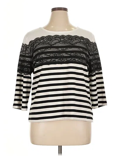 Pre-owned Karl Lagerfeld 3/4 Sleeve Top Ivory Boatneck Tops