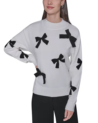 Karl Lagerfeld 3d Bow Mock Neck Sweater In Multi