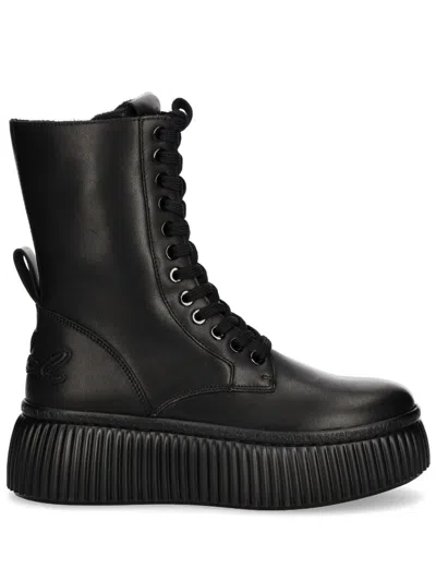 Karl Lagerfeld 40mm Ribbed Sole Boots In Black