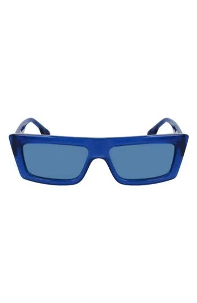 Karl Lagerfeld 56mm Rectangular Sunglasses In Blue