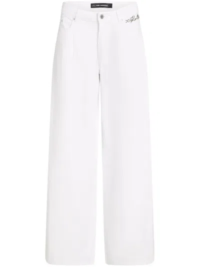 Karl Lagerfeld 5b White Wide Leg Pants