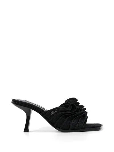 Karl Lagerfeld 60mm Karmel Ruched Heeled Sandals In Black