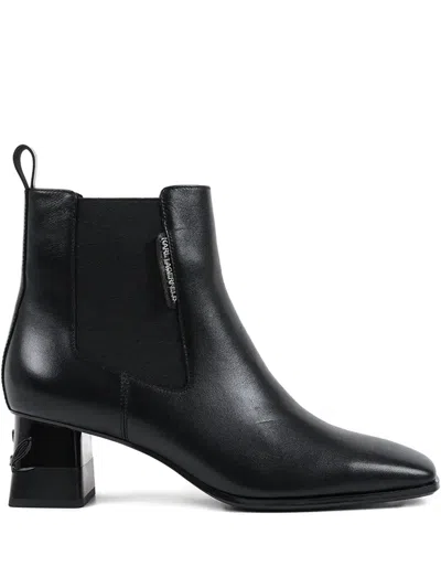 Karl Lagerfeld 60mm Kayla Square-heel Ankle Boots In Black