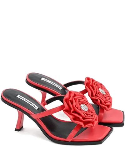 Karl Lagerfeld 70mm Rose-embellished Sandals In Red